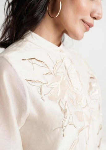 A Model Wearing White Pure Cotton Ivory Abe 2.0Co-Ord Set, curated by Only Ethikal
