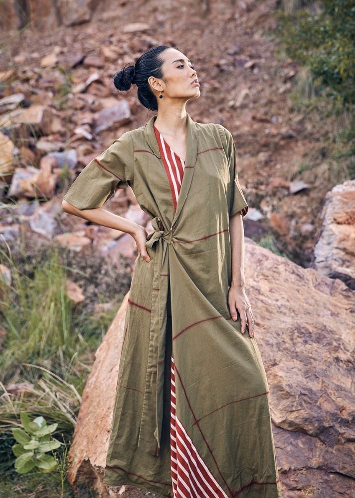 A Model Wearing Green Pure Cotton It Was All You Maxi Dress curated by Only Ethikal