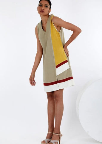 A Model Wearing Multicolor Pure Cotton Mura Multi Short Dress, curated by Only Ethikal