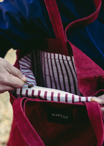 Red Bakhor Appliqué Canvas Tote