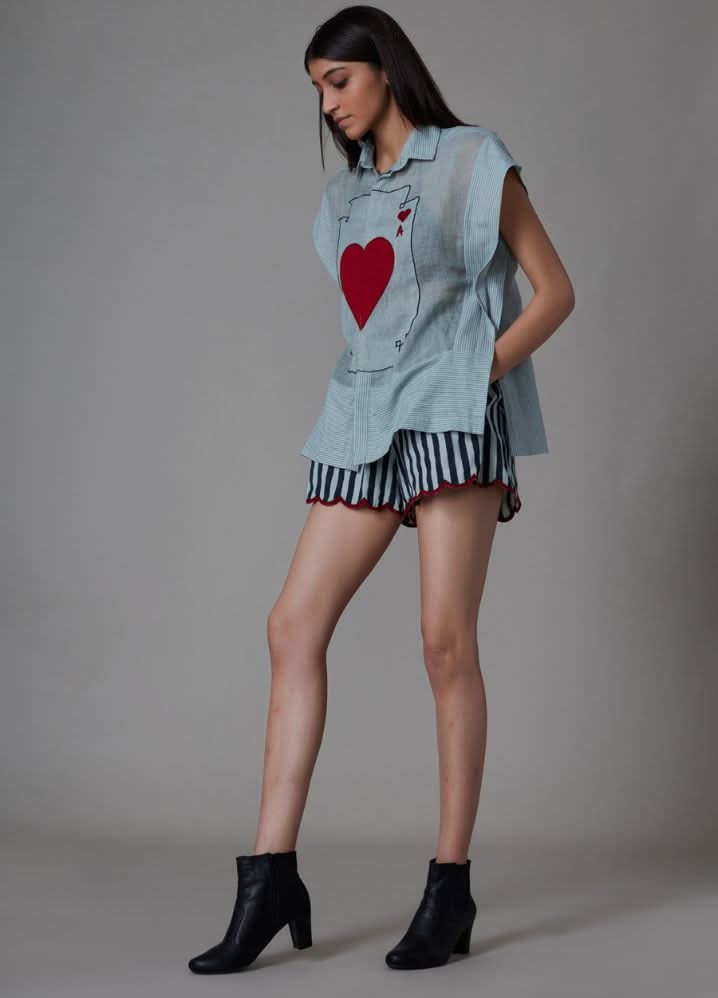 A Model Wearing Blue Linen Ace Set- Blue, curated by Only Ethikal