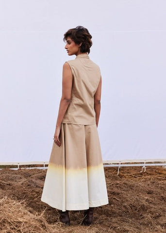 A Model Wearing Beige Pure Cotton Smoke Co-ord Set,curated by Only Ethikal