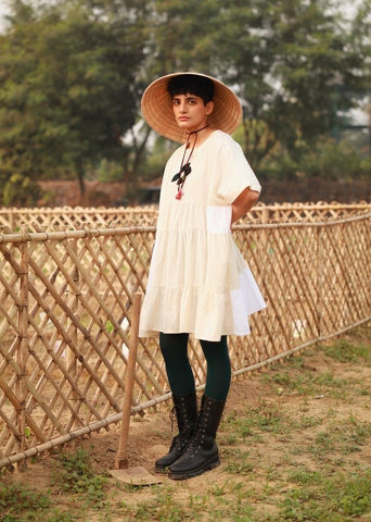 A Model Wearing White Flex Arlene White Dress, curated by Only Ethikal