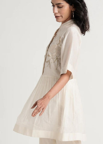 A Model Wearing White Pure Cotton Ivory Abe 2.0Co-Ord Set, curated by Only Ethikal
