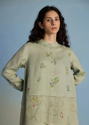 Leina A- Line Linen Co-Ord Set-Mint