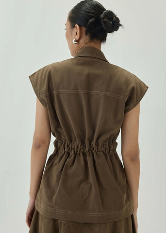 Shacket With Belt And Top Stitch Detail