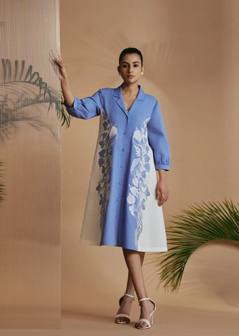 Origani Blue Petal Safari A-Line Dress