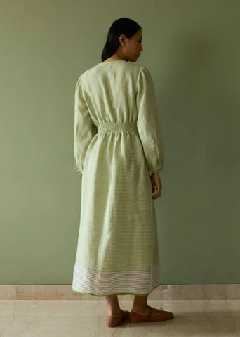 Liana Stripe Linen Dress- Meadow