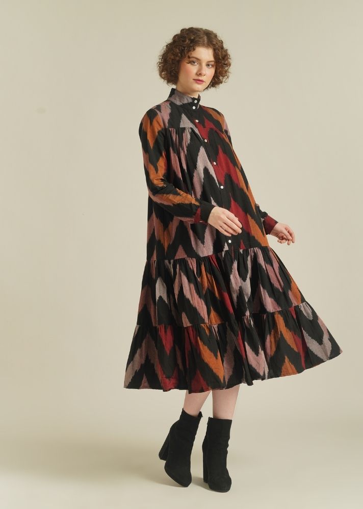 A Model Wearing Multicolor Pure Cotton Royale II, curated by Only Ethikal