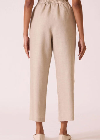 A Model Wearing Beige Linen Cotton Torri Beige Linen Trousers , curated by Only Ethikal