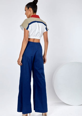 A Model Wearing Multicolor Pure Cotton Indigo Saamo Multi Co-Ord Set, curated by Only Ethikal