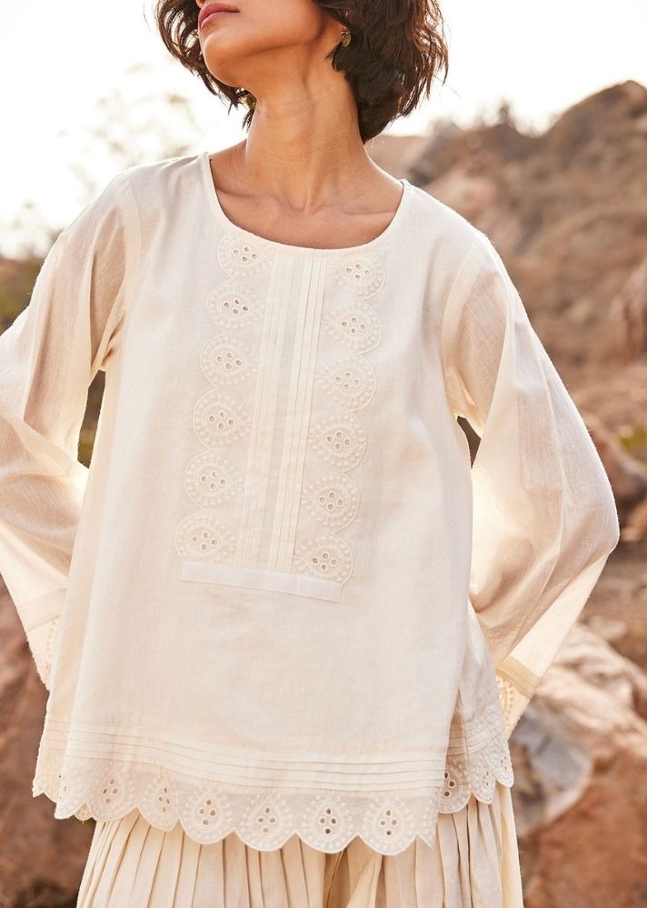 A Model Wearing Black Cotton Mul Shuchi Top curated by Only Ethikal