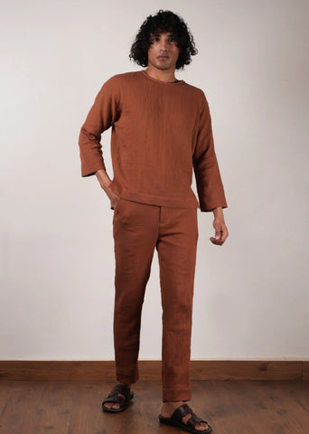 Men'S Brown Crush T-Shirt & Pants Set (2 Pcs)