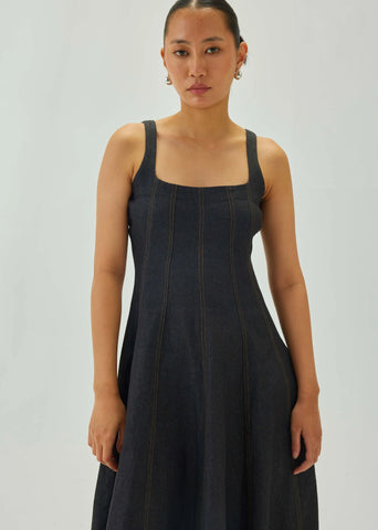 Denim Graphite Midi Dress