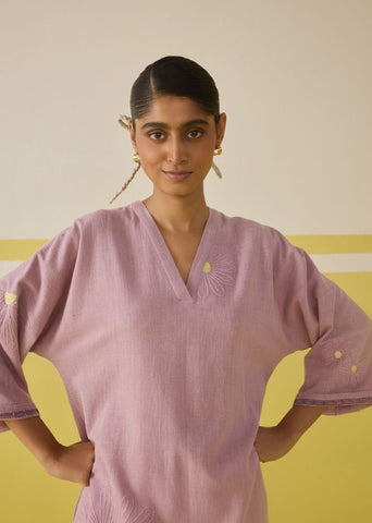 A Model Wearing Multicolor Handwoven Cotton Endless Summer Kala Cotton Kurta Top , curated by Only Ethikal