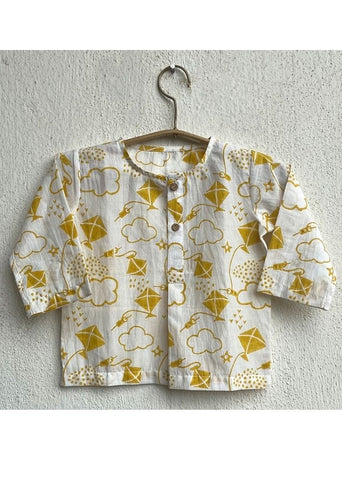 Unisex Organic Patang Kurta With Yellow Pants