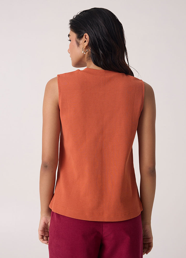 A Model Wearing Orange Organic Cotton Iga Orange Cotton Tank Top , curated by Only Ethikal