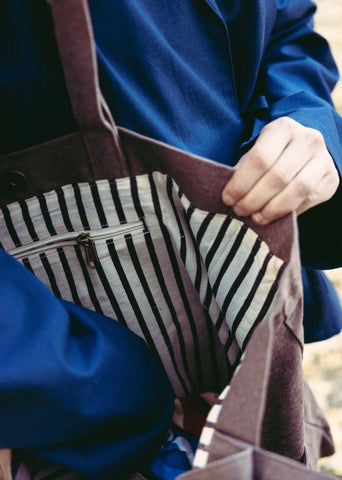 Ash Brown Bakhor Appliqué Canvas Tote