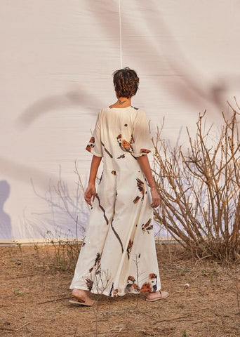 A Model Wearing White Cotton Mul GhironiJumpsuit,curated by Only Ethikal