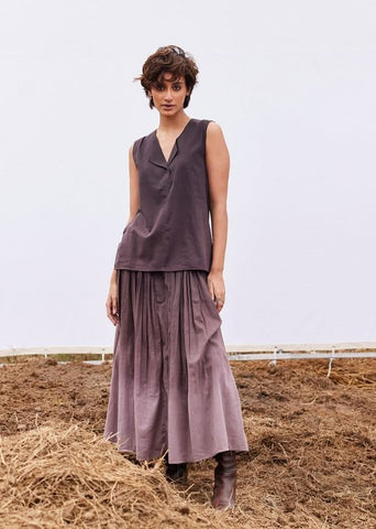 A Model Wearing Purple Pure Cotton Plum Co-ord Set,curated by Only Ethikal