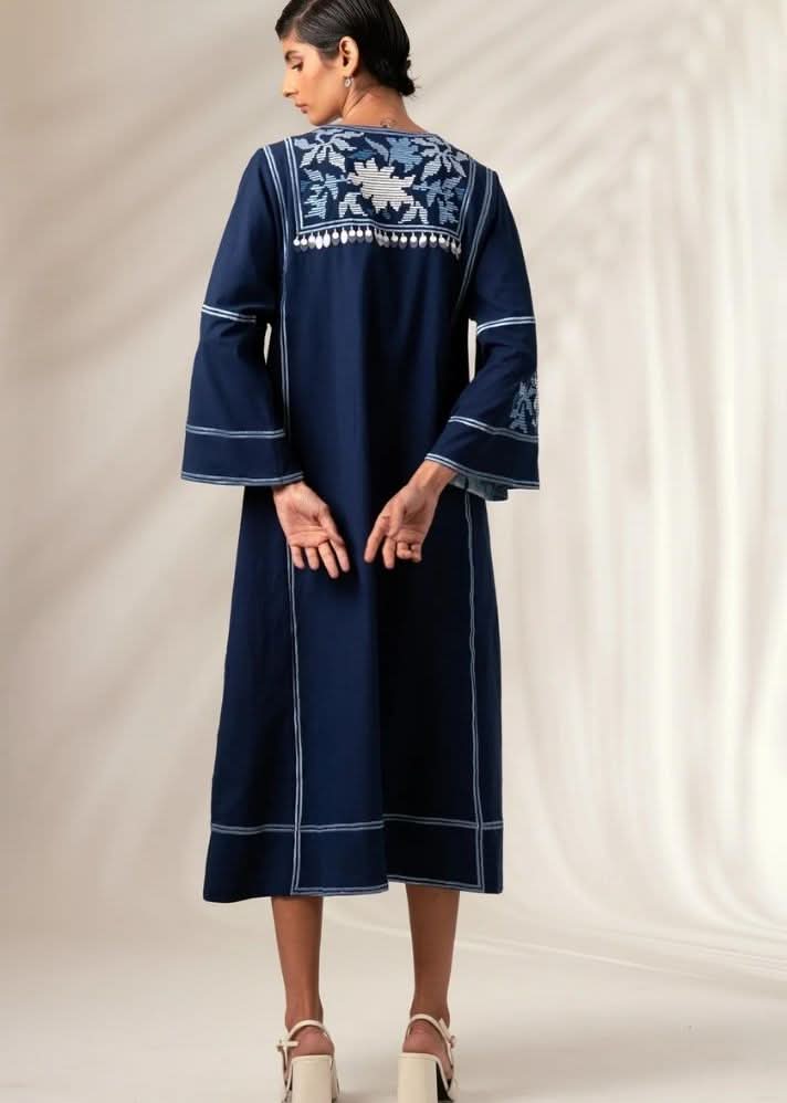 A Model Wearing Black Pure Cotton Marlin Midi Dress, curated by Only Ethikal