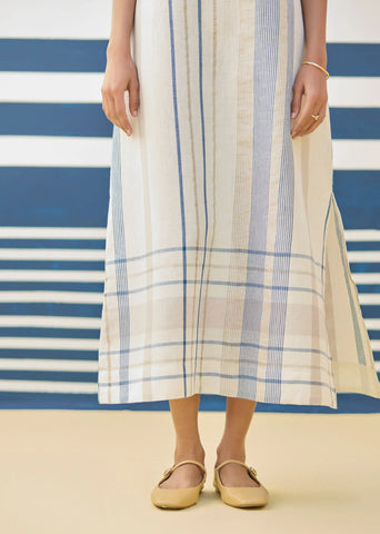 Inara Modern Check Linen Dress
- Ivory