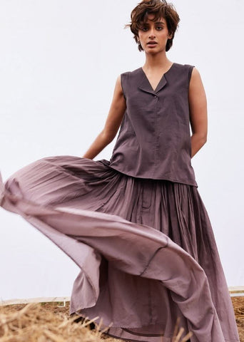 A Model Wearing Purple Pure Cotton Plum Co-ord Set,curated by Only Ethikal