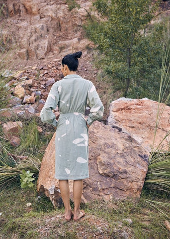 A Model Wearing Mint Pure Cotton Her Paradise Dress curated by Only Ethikal