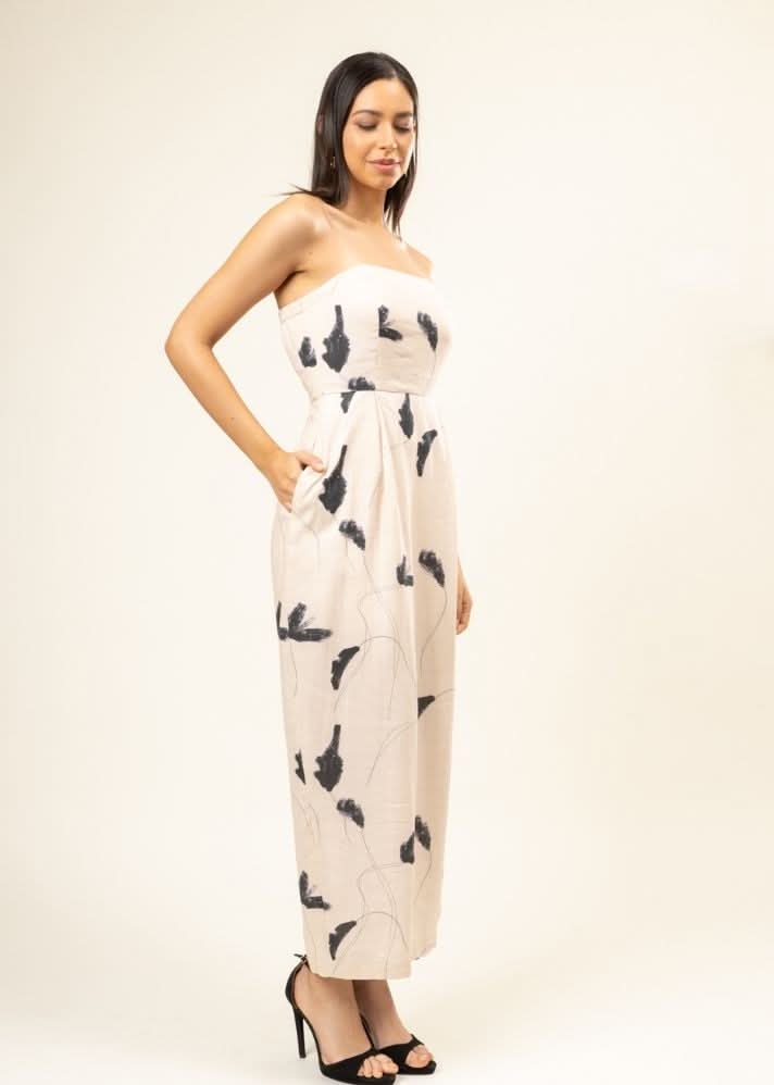 A Model Wearing Multicolor Upcycled Denim Denise Printed Dress, curated by Only Ethikal