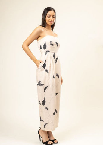 A Model Wearing Multicolor Upcycled Denim Denise Printed Dress, curated by Only Ethikal