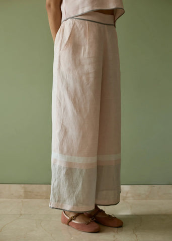 Della Border Linen Culottes- Blush