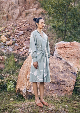A Model Wearing Mint Pure Cotton Her Paradise Dress curated by Only Ethikal