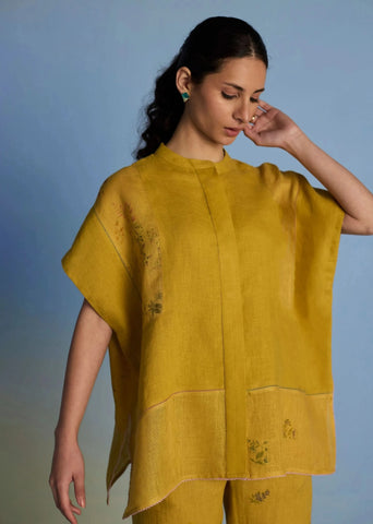 Aboli Patchwork Linen C-Ord Set-Ochre
