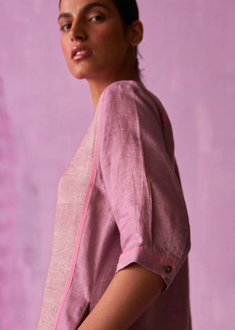 Faiza Metallic Linen Dress- Lavender