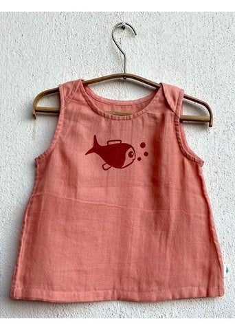 Unisex Organic Koi Peach Jhabla With Red Pants