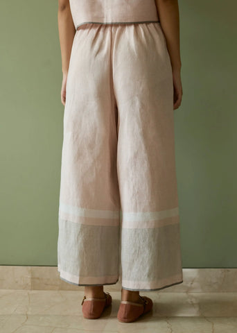 Della Border Linen Culottes- Blush