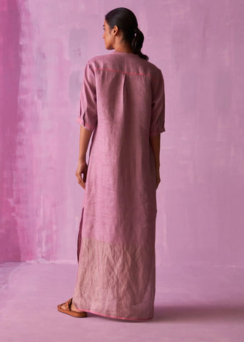 Faiza Metallic Linen Dress- Lavender