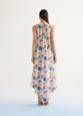 Deep Sea Lyocell Halter Maxi Dress