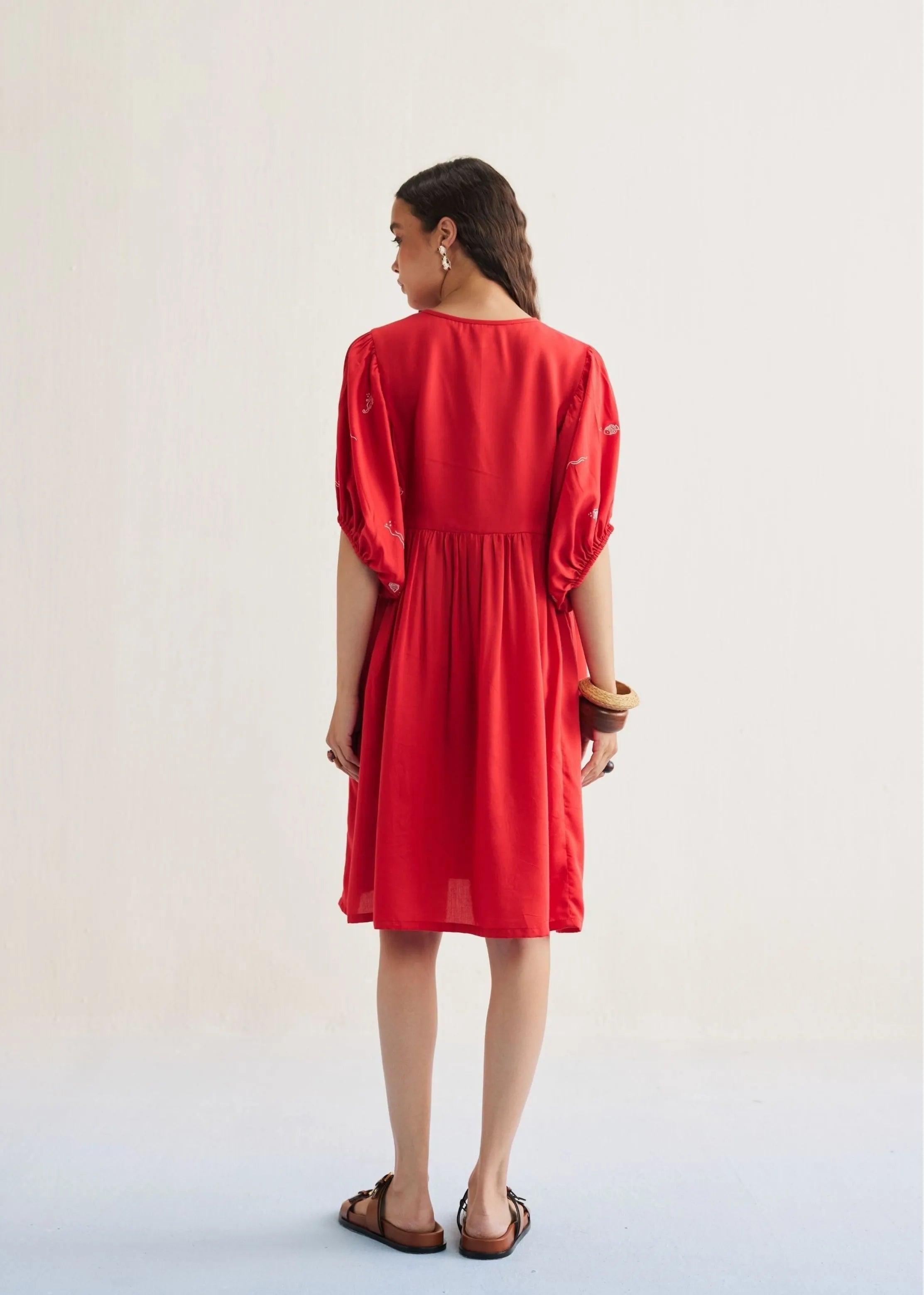 A Model Wearing Red Tencel Ocean Wilds Tencel Red Dress , curated by Only Ethikal