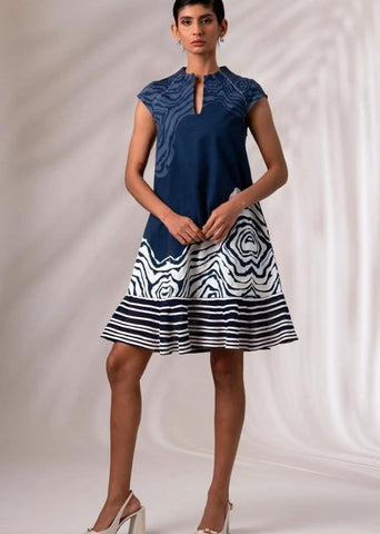 A Model Wearing Multicolor Cotton Twill Yara Short Dress, curated by Only Ethikal