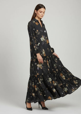 Layali Black Tiered Dress