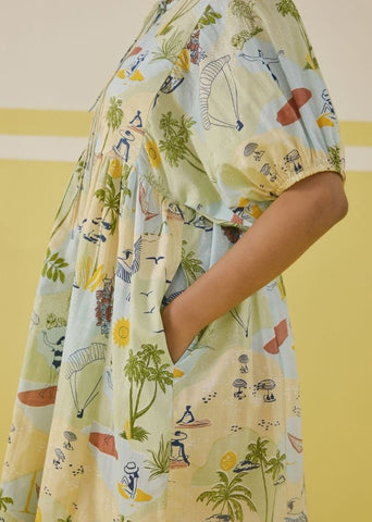 A Model Wearing Multicolor Paradise Wilds Dress, curated by Only Ethikal