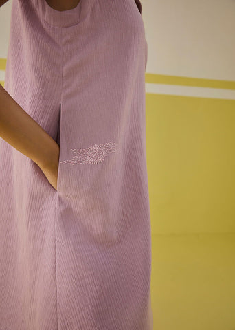 A Model Wearing Multicolor Organic Cotton Double gauge Balmy Summer Organic Cotton Dress, curated by Only Ethikal