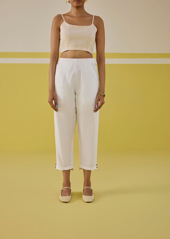 A Model Wearing Poplin Classic Summer Organic Cotton Trousers, curated by Only Ethikal