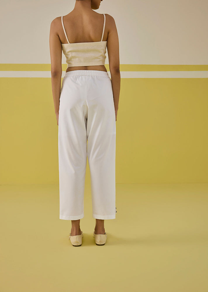 A Model Wearing Poplin Classic Summer Organic Cotton Trousers, curated by Only Ethikal