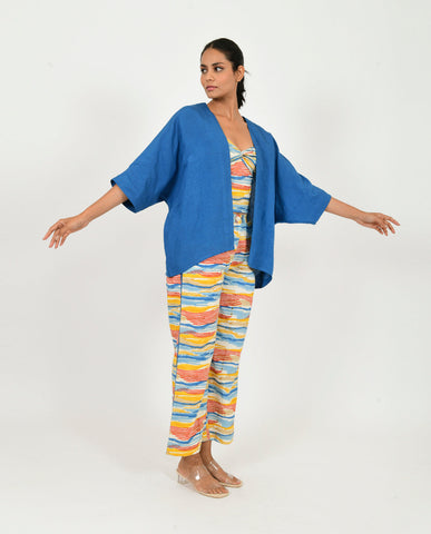 A Model Wearing Multicolor Organic Cotton Wave Tri Set , curated by Only Ethikal