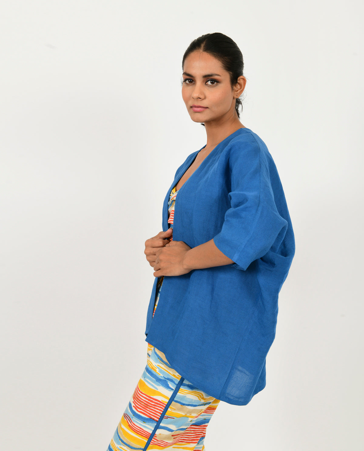 A Model Wearing Multicolor Organic Cotton Wave Tri Set , curated by Only Ethikal
