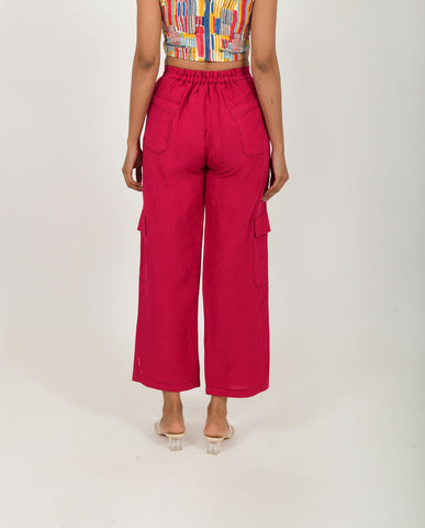 A Model Wearing Multicolor Organic Cotton Linen Corset With Cargo Pants , curated by Only Ethikal