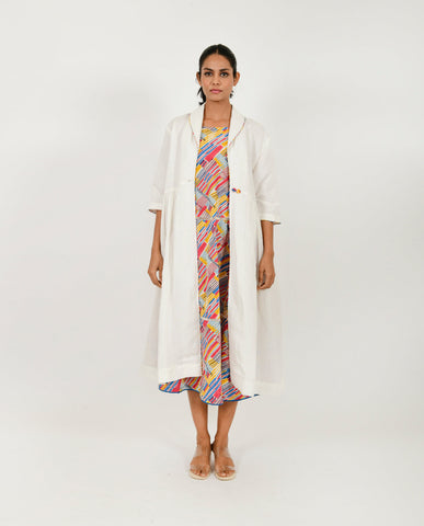 A Model Wearing Multicolor Organic Cotton Scribble Slip/ Jacket Set , curated by Only Ethikal