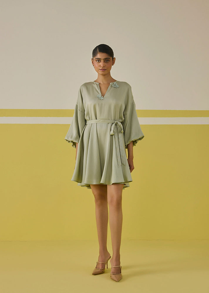 A Model Wearing Multicolor Daisy Mint Tencel Dress, curated by Only Ethikal